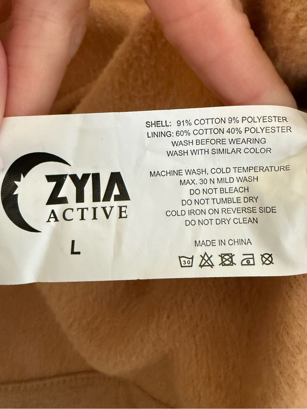 Zyia Camel Long Full Zip Hoodie Sweatshirt - Picture 5 of 5